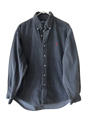 Camisa Polo Ralph Lauren Para Hombres De Colección L Azul Pana Cordón Y2K Grueso Poni Preppy Foto 1 de 4