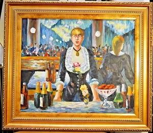 MANET PARIS SALON A Bar im Folies Bergè 24" ÖLGEMÄLDE DEKOR KUNST GESCHENK 307 - Bild 1 von 1