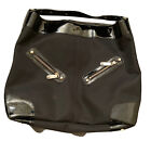 Jaegar Black Hobo Bag Nylon Patent Leather Trim Edge Size Large