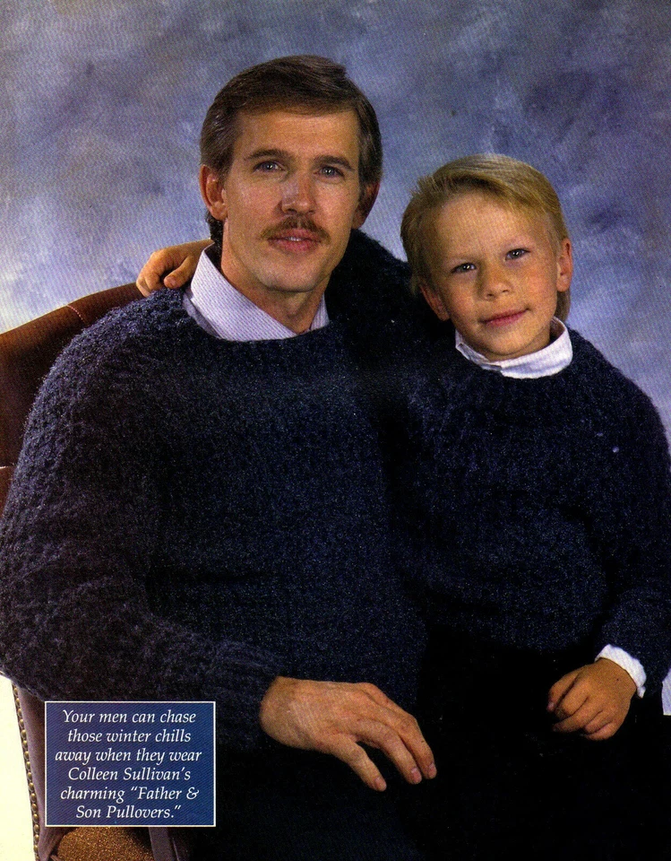 MATCHING Father & Son Pullover Sweaters/Apparel/Crochet Pattern INSTRUCTIONS - Image 1 of 1