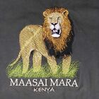 Safari Brand Embroidered Lion Maasai Mara Kenya Gray T-Shirt Size Small 34