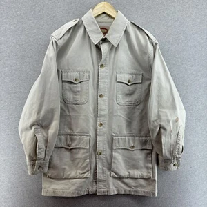 VTG 80s Banana Republic Jacket Mens Large 100% Cotton Chore Button Up Overshirt - Picture 1 of 12