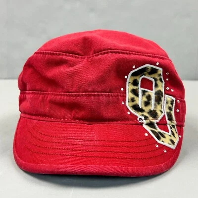 Oklahoma Sooners OU Hat Cap Strap Back Womens Red Animal Print College Football - Image 1 of 4