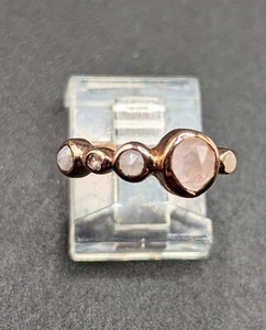 Monica Vinader Sterling Silver 925 Rose Gold Quartz Gemstone Band Ring Size 6.5 - Picture 1 of 11