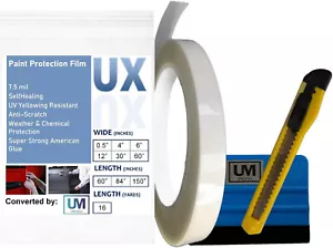 Door Edge Protector Clear Self-Healing FILM PPF 7.5mil Anti-Scratch 0.5" x 50ft - Foto 1 di 7