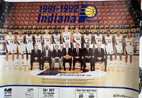 1991-1992 INDIANA PACERS OFFICIAL TEAM POSTER Cover