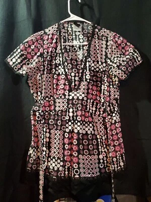 Cherokee Scrubs Women SMALL Purple Circles Design - Image 1 of 4