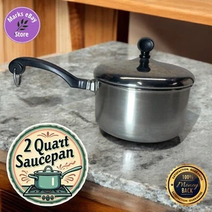 Classic Farberware 2 Qt Saucepan Stainless Steel with Lid - Picture 1 of 9