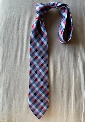 Corbata a cuadros a medida Nautica roja/blanca/azul 100 % seda  Foto 1 de 3