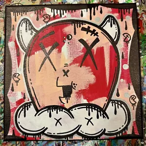 Ghostgrl Graffiti Art ORIGINAL Pop 8x8 CANVAS PAINTING Skull Pop Pac-Man Pacman - Picture 1 of 6