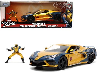 2020 雪佛兰 CORVETTE C8 STINGRAY & WOLVERINE FIGURE X-MEN MARVEL 1/24 JADA 33354 — 第 1/4 张图片