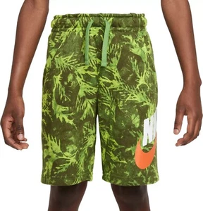 NIKE Green SPORTSWEAR PRINTED FRENCH TERRY FLEECE SHORTS BIG KIDS/YOUTH BOYS S - Picture 1 of 5