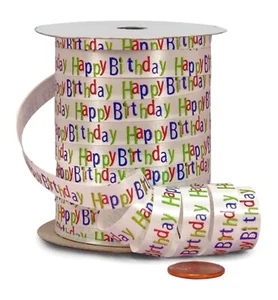 Happy Birthday Curling Ribbon - 3/8" Wide X 250 Yards (38014) - Picture 1 of 1