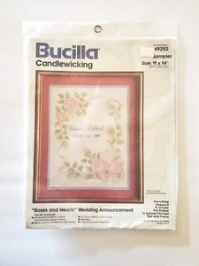Kit de muestra de anuncio de boda Bucilla #49252 rosas y corazones vintage NUEVO - Imagen 1 de 9