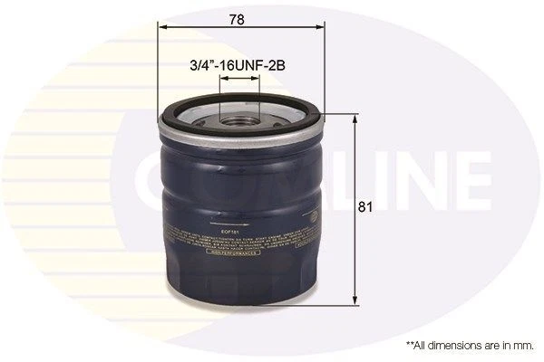 Oil Filter FOR FORD C-MAX II 1.0 12->ON MPV Petrol DXA/CB7 DXA/CEU Comline - Image 1 of 1