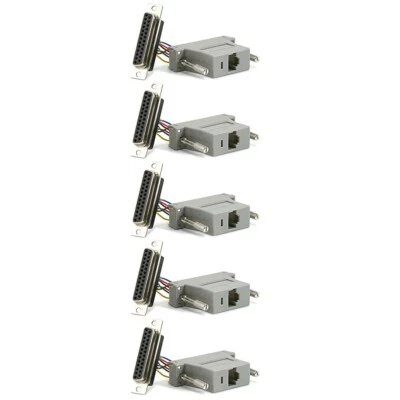5 Pcs DB25 25 Pin Parallel Female to RJ45 Cat5 8P8C Connector Adapter Extender - Image 1 of 2