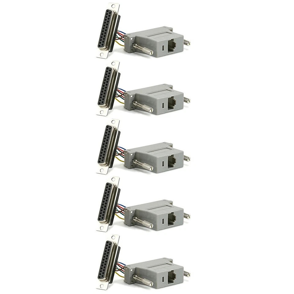 5 Pcs DB25 25 Pin Parallel Female to RJ45 Cat5 8P8C Connector Adapter Extender - Image 1 of 2