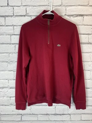 Sudadera con capucha y cremallera roja de gran tamaño Lacoste para mujer talla mediana  Foto 1 de 4
