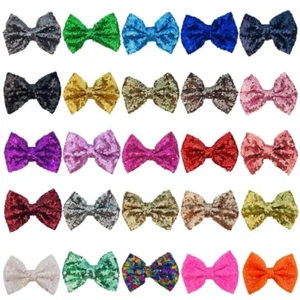40Pcs Sparkly Glitter Sequin Bow Knot Applique Embroidered DIY Hair Accessories - Picture 1 of 13