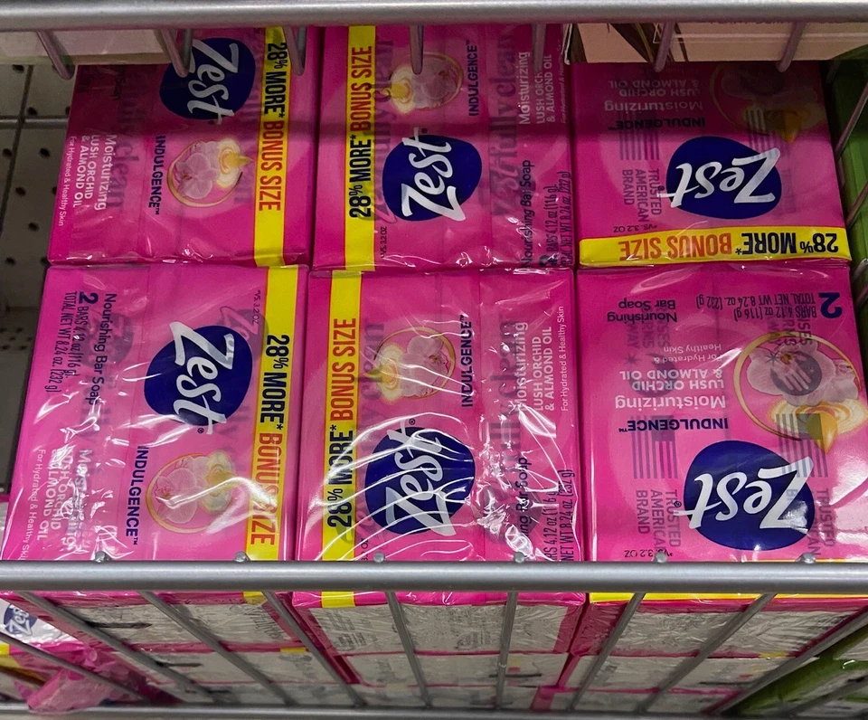 Pack of 8 Zest Indulgence Deodorant Bar Soap 3.2 oz Lush Orchid & Almond Aqua