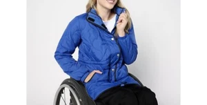 NWT Denim & Co Adaptive Heritage Quilted Jacket Anorak Waist A624922 Blue Large - Picture 1 of 6