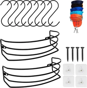 Set Di 2 Porta Cappelli Con 8 Ganci - Organizer Da Parete E Porta in Metallo per - Foto 1 di 7