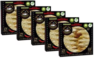 Brivais Vilnis SARDINES in OLIVE OIL w Chilli Pepper (Clear Top) 160gr 5 PACK ‼️ - Picture 1 of 3