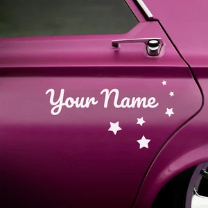 2 x Custom Car Name Stickers With Shapes - Curly Style - Picture 1 of 19