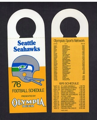 Seattle Seahawks 1976 calendario de suspensión de Olympia Beer ~ ¡Primera temporada de la NFL! Foto 1 de 3