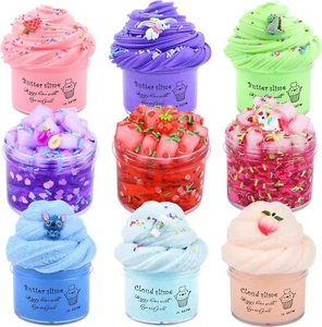 9 Pack Slime Kit, with 3 Jelly Cube Crunchy Slime and 3 Cloud Slime and 3 Butter - Picture 1 of 6