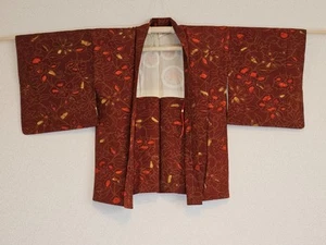 Kimono giapponese ~ bellissimo ~ ruggine oro floreale ~ venditore USA/spedizione veloce! - Foto 1 di 4