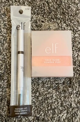 PICK!!e.l.f. HALO GLOW POLVO PUFF + e.l.f. LÁPIZ DE CEJAS INSTANT LIFT MARRÓN PROFUNDO Foto 1 de 4