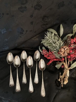 Antiguo Gorham C R Smith and Son plata de ley conjunto 6 cucharas repujado Phila Foto 1 de 4