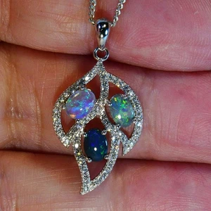 Natürlicher Lightning Ridge Australien Opale massiv 925 Silber Anhänger (17421) - Bild 1 von 5