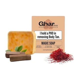 Magic Ghar Soap Sandalwood & Saffron for Bath - 100 gm Free Shipping - Picture 1 of 5