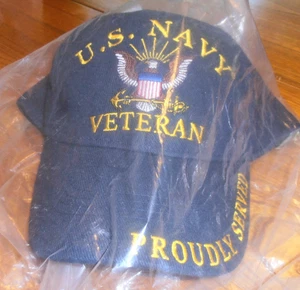 NWT-U.S NAVY USN VETERAN EAGLE/ANCHOR ADJUSTABLE STRAPBACK CAP/BASEBALL CAP OSFM - Picture 1 of 8