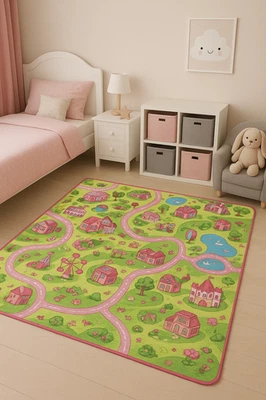 Spielteppich Kinderteppich Straßenteppich Girls Mädchen Rosa in vielen Größen - Bild 1 von 3
