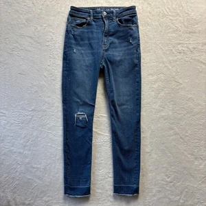 Gap Teen Jeans Girl Sz 14 Sky High Skinny Ankle Distressed Denim - Picture 1 of 8