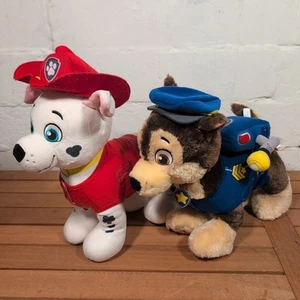 Lot Of 2 Build a Bear Paw Patrol 15" Marshall And Chase Plush Hat Shirt Backpack - Picture 1 of 6