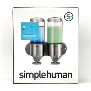 Simplehuman Wall Mount Pumps Twin Dispenser Soap Shampoo 15 Fl Oz Rust-Proof - Picture 1 of 10