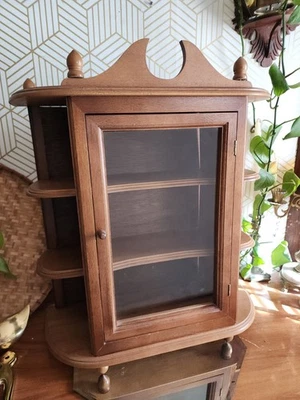 Vintage Wood And Glass Shelf Curio Cabinet Display Knicknack Apothecary 20" - image 1 of 4