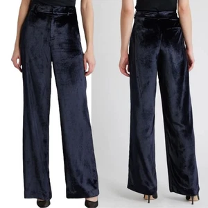 PAIGE Chateau High Waist Wide Leg Black Velvet Pants Women’s Size 0 - Picture 1 of 9