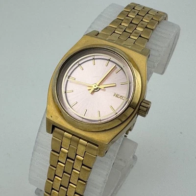 Nixon The Small Time Teller Quartz Watch Women 100m Gold Tone Steel New Battery - Image 1 of 4