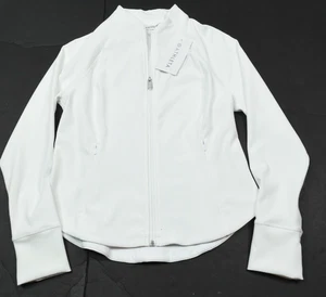 Chaqueta acanalada Athleta Salutation para mujer grande blanca manga larga cremallera completa elástica - Imagen 1 de 13