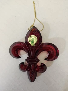 NEW Waterford RED Crystal Fleur De Lis Christmas Ornament 4"×3.5" - Picture 1 of 2