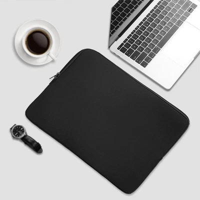 Black 14 Inch Laptop Sleeve Solid Color Double Zipper Hand Carry Bag Notebook Pr - Image 1 of 4