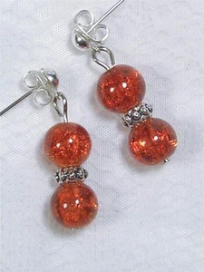 PENDIENTES COLGANTES CYNTHIA LYNN "CHERRY CRUSH" ROJO CRISTAL CREPITADO PLATA - Imagen 1 de 1