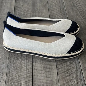 NEU Rothy’s Boardwalk Espadrille Ballerinas 11,5 elfenbein schwarz bequem gepolstert - Bild 1 von 8