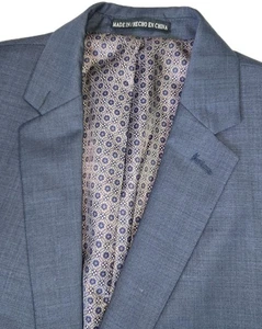 ORIGINAL PENGUIN Mens Suit Jacket 44L Two Button Wool Blend Blue Blazer - Picture 1 of 10