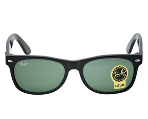 Ray-Ban Sunglasses RB2132 New Wayfarer Classic Black Frame Green Lenses 55mm - Picture 1 of 12